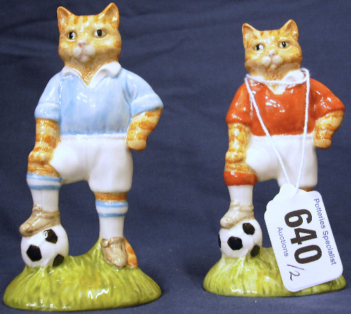 Appraisal: Beswick Sporting Cats Figures Red and Blue