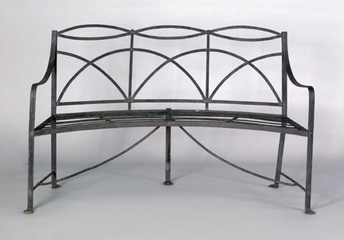 Appraisal: George III painted wrought iron garden bench ca with a