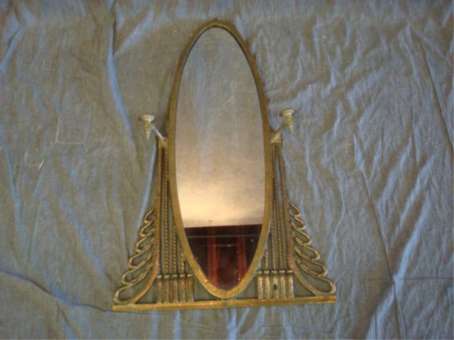 Appraisal: Art Deco Gilt Metal Mirror Sconce From the estate of