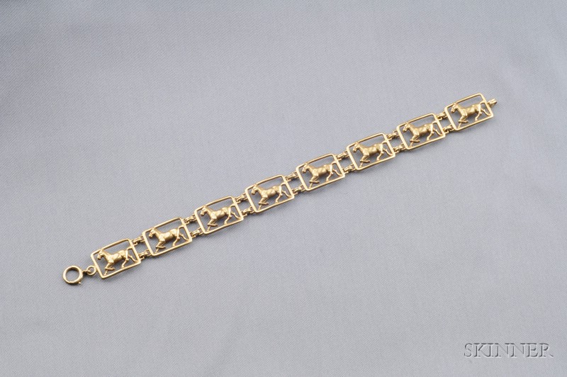 Appraisal: kt Gold Horse Bracelet each panel depicting a cantering pony