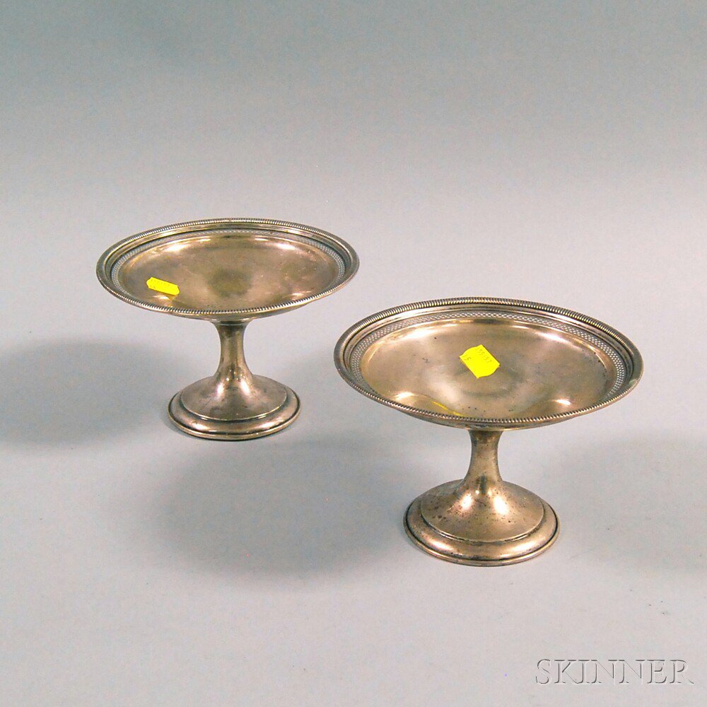 Appraisal: Pair of Gorham Weighted Sterling Silver Tazzas with pierced and