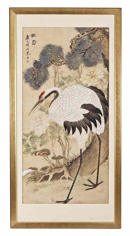 Appraisal: A Chinese Scroll Painting on Silk Lu Hui - depicting