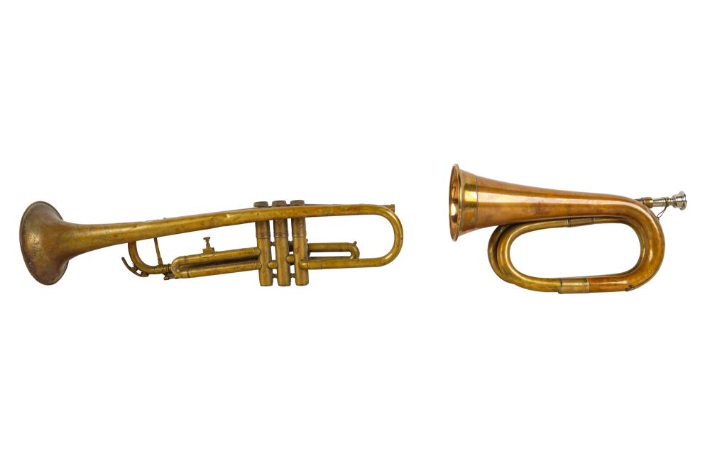 Appraisal: TRUMPET BUGLECondition trumpet missing parts the trumpet inches wide bugle