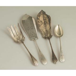 Appraisal: Silver Fish Service Serving Pieces Lot comprising a monogrammed silver