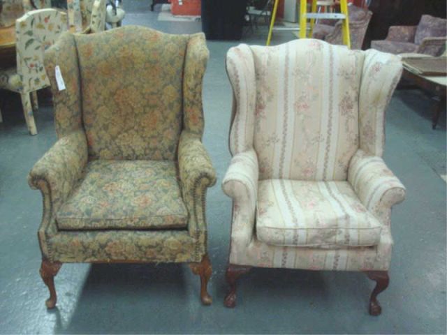 Appraisal: Two Upholstered Wing Back Chairs