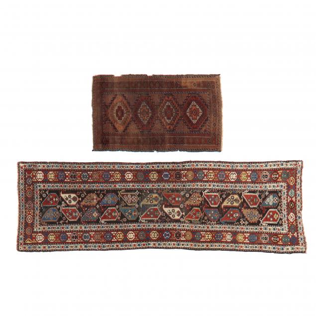 Appraisal: TWO PERSIAN AREA RUGS The first a Caucasian with brown