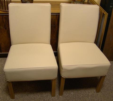 Appraisal: SET OF LOEK DE LEEUW CREAM LEATHER DINING CHAIRS MADE