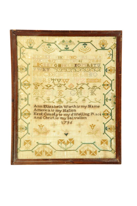 Appraisal: EARLY SAMPLER Ann Elizabeth Worth Kent County Maryland or Delaware