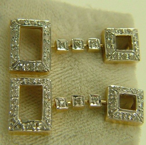 Appraisal: PAIR OF DIAMOND AND FOURTEEN KARAT GOLD EARRINGS each -