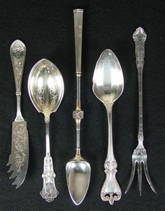 Appraisal: Four Sterling Silver Serving Pieces Sterling tablespoon marked R Harris