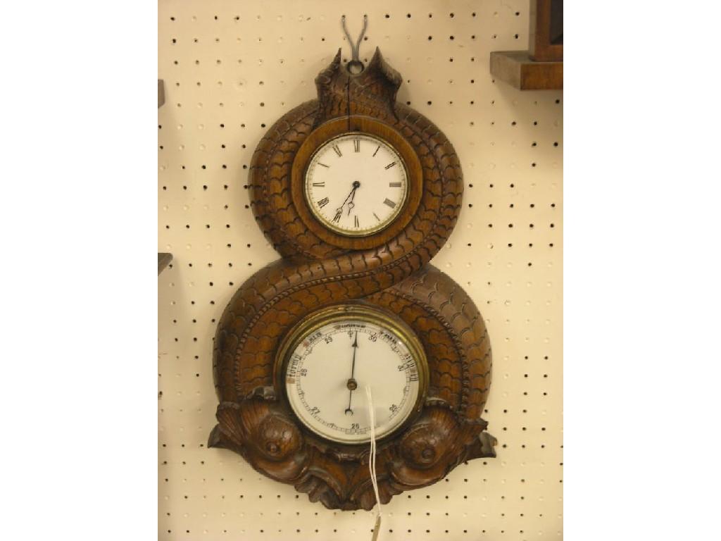 Appraisal: An unusual late Victorian wall clock-barometer timepiece with French spring-driven