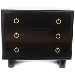 Appraisal: A Hollywood Regency Style Black Lacquer Chest of Drawers TH