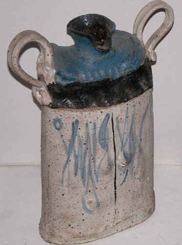 Appraisal: Blue and White Two Handled Jug Ceramic on Ceramic th