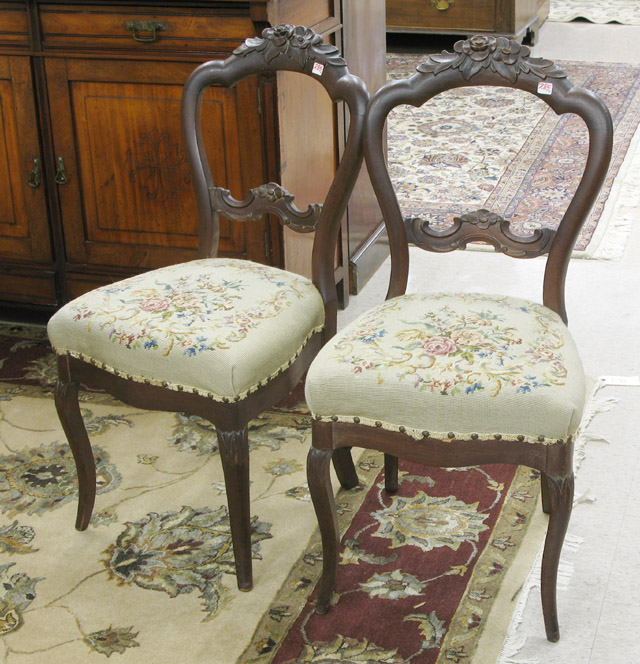 Appraisal: A PAIR OF VICTORIAN SIDE CHAIRS Louis XV sub-style American