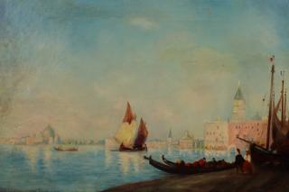 Appraisal: th Century Venice Italy Painting with sailboats in the background