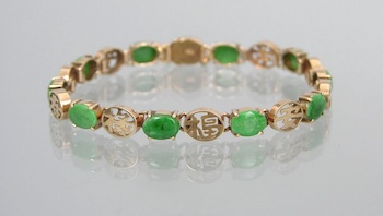 Appraisal: A Ladies' Rose Gold and Jade Bracelet k rose gold