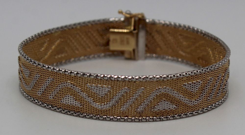 Appraisal: JEWELRY Italian kt Bi-Color Gold Bracelet Includes an Italian kt