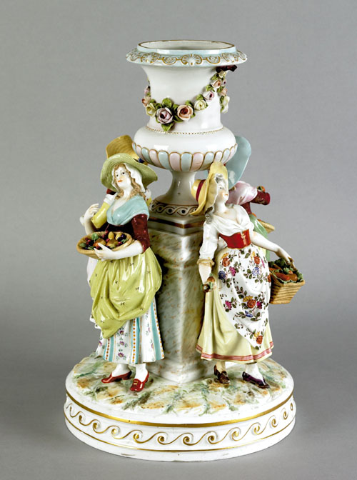 Appraisal: Frankenthal porcelain vase th c with women holding baskets of