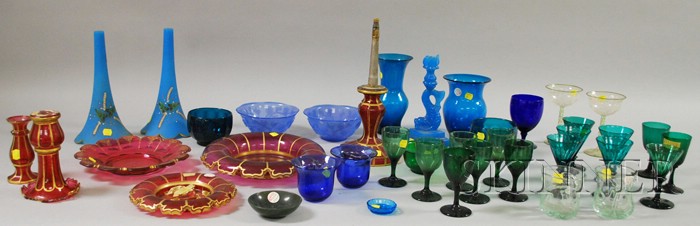 Appraisal: Approximately Thirty-four Pieces of Colored Glass and a Small Jade