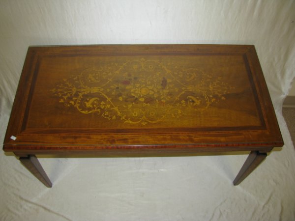 Appraisal: Mid th century Italian inlay coffee table with glass top