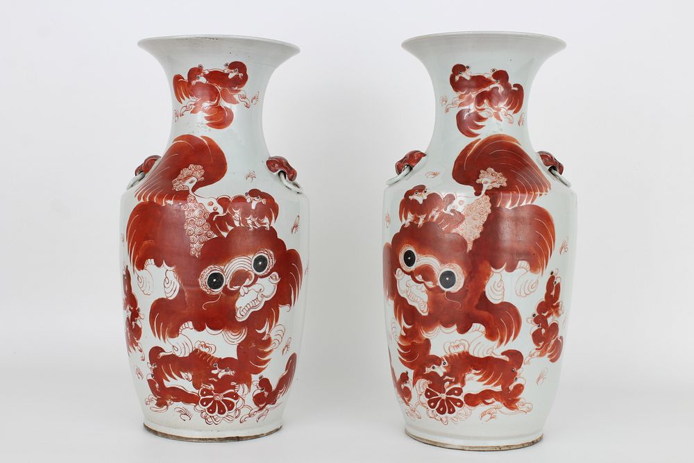 Appraisal: Chinese Dragon Vases Chinese Porcelain Dragon Vases Marked on backs