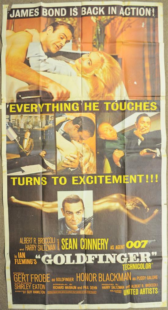 Appraisal: Goldfinger poster Sheet US folded tape stains sheets pasted together