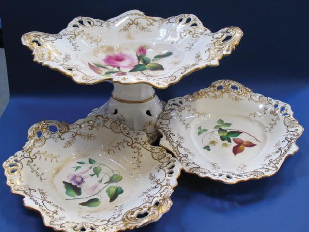 Appraisal: A ROCKINGHAM TYPE PART DESSERT SERVICE comprising a tazza four