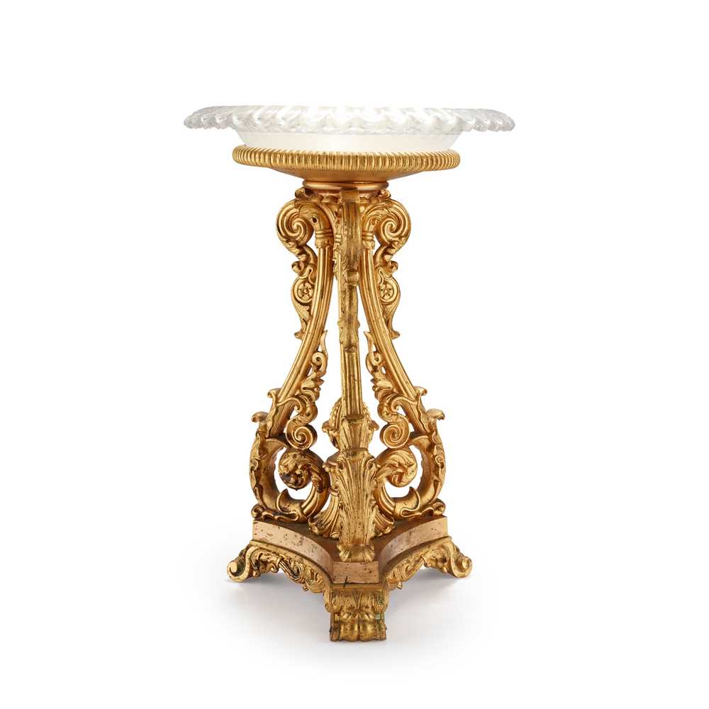 Appraisal: CHARLES X GILT BRONZE CENTREPIECE CIRCA with scrolled acanthus supports