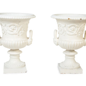 Appraisal: A Pair of Continental Cast Iron Urns EARLY TH CENTURY