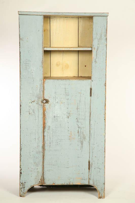 Appraisal: COUNTRY CUPBOARD American mid th century pine Old blue paint