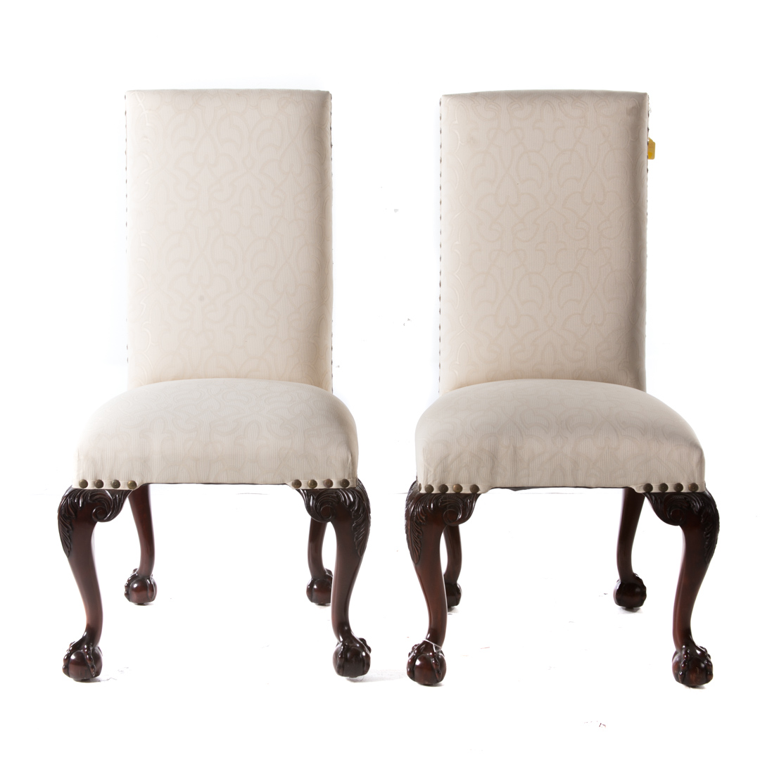 Appraisal: Pair Chippendale style upholstered side chairs th century upholstered backs