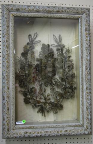 Appraisal: Shadow Box Framed Victorian Hair Wreath as framed '' x