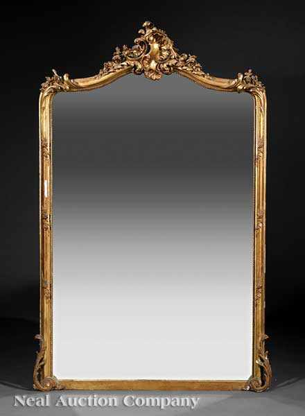 Appraisal: An Antique Louis XVI-Style Carved Giltwood Mirror late th c