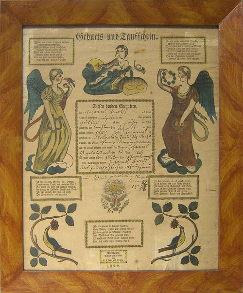 Appraisal: Two Allentown Pennsylvania printed and hand colored fraktur by Ebner