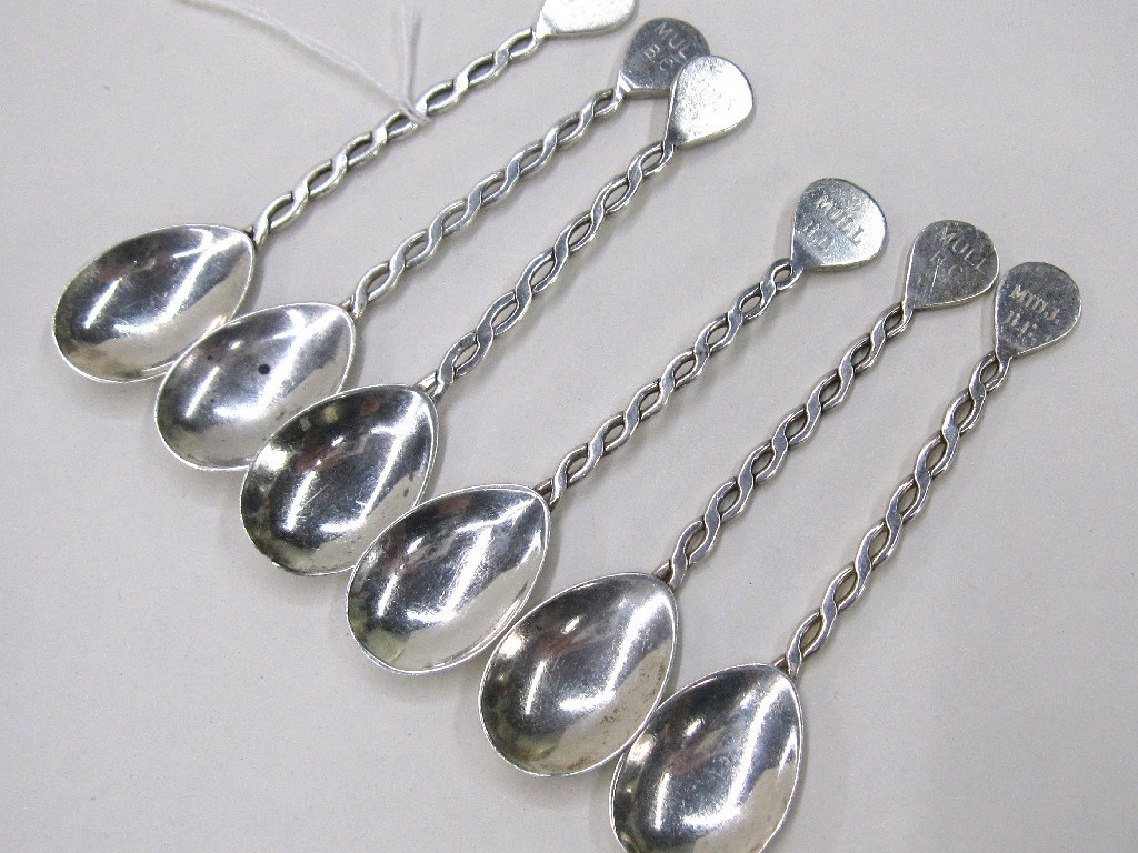 Appraisal: Set of six silver spoons with pierced rope twist stems