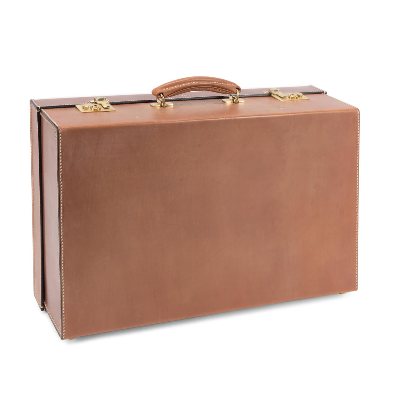 Appraisal: ALFRED DUNHILL COGNAC LEATHER HARDSIDE SUITCASE Vintage Alfred Dunhill cognac