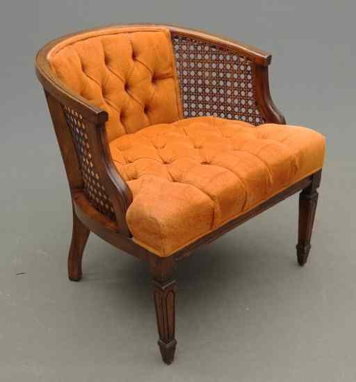 Appraisal: 's cane seat and back barrel chair