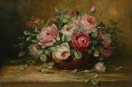 Appraisal: W K Romelian Still Life - Roses oil on canvas