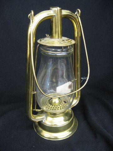 Appraisal: Antique Brass Oil Lamp handled with chimney