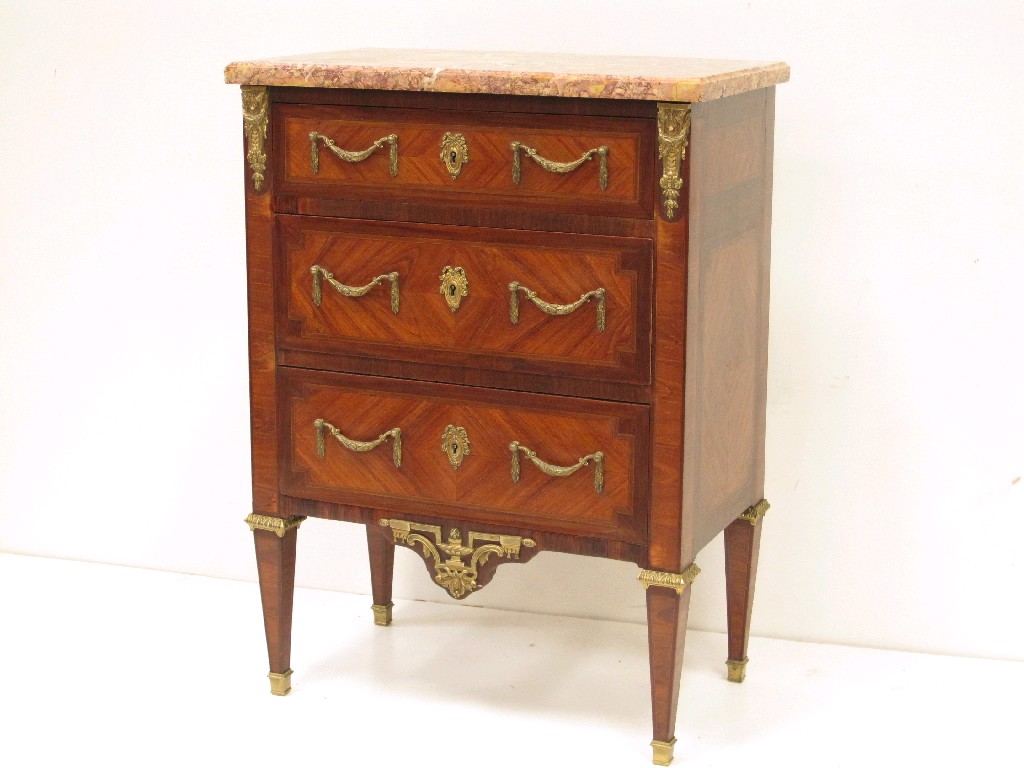 Appraisal: A Louis XVI style small Commode with red veined marble