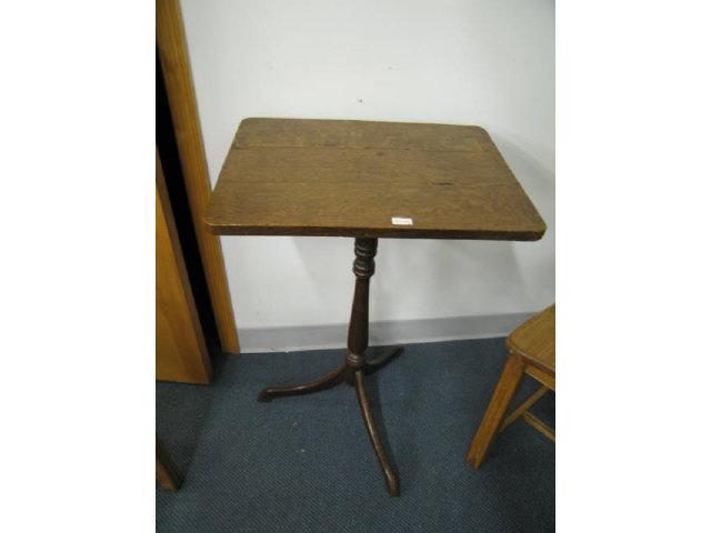 Appraisal: Victorian Oak Tilt-top Stand tri-footed rectangular oak top