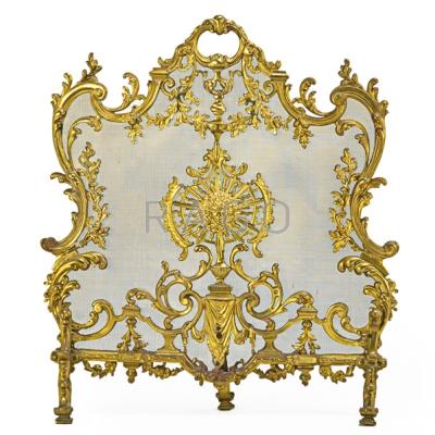 Appraisal: LOUIS XV STYLE FIRE SCREEN Brass with wire mesh insert