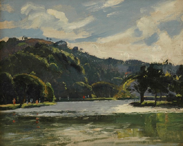 Appraisal: Will Ashton - Summer Lake Scene oil on canvas on