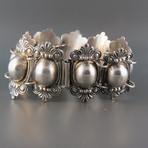 Appraisal: Vintage Sterling Silver Bracelet Spratling style design wide long