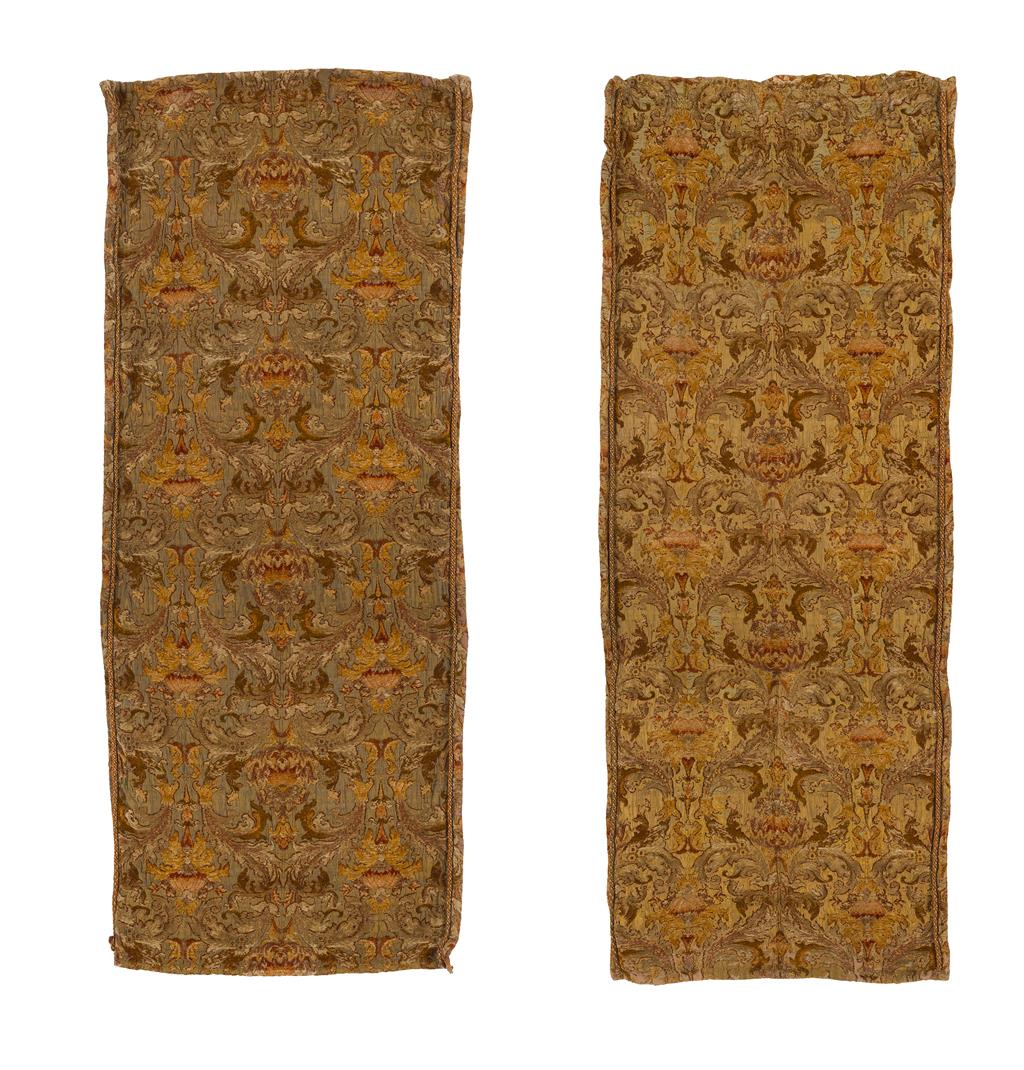 Appraisal: PAIR OF SILK AND CUT SILK VELVET DRAPERY PANELS in