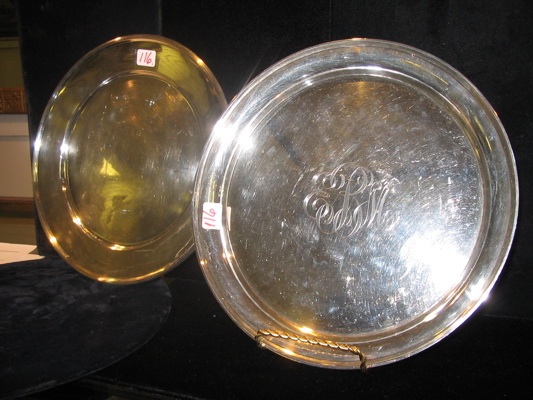 Appraisal: TWO AMERICAN STERLING SILVER TRAYS One is a circular salver