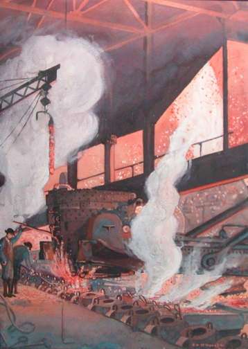 Appraisal: Bessimer Pouring American Steel Wire Company McDonald Edward Dixon watercolor