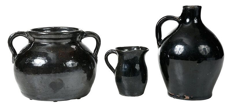 Appraisal: Three Pieces of Bachelder Pottery Oscar Louis Bachelder b Menasha