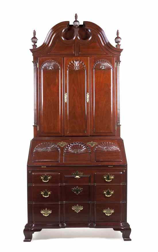 Appraisal: An American Mahogany Secretary Kindel having a broken arch pediment