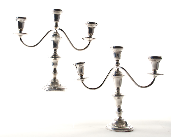 Appraisal: A Pair of Metamorphic Sterling Candelabra by the Frank M